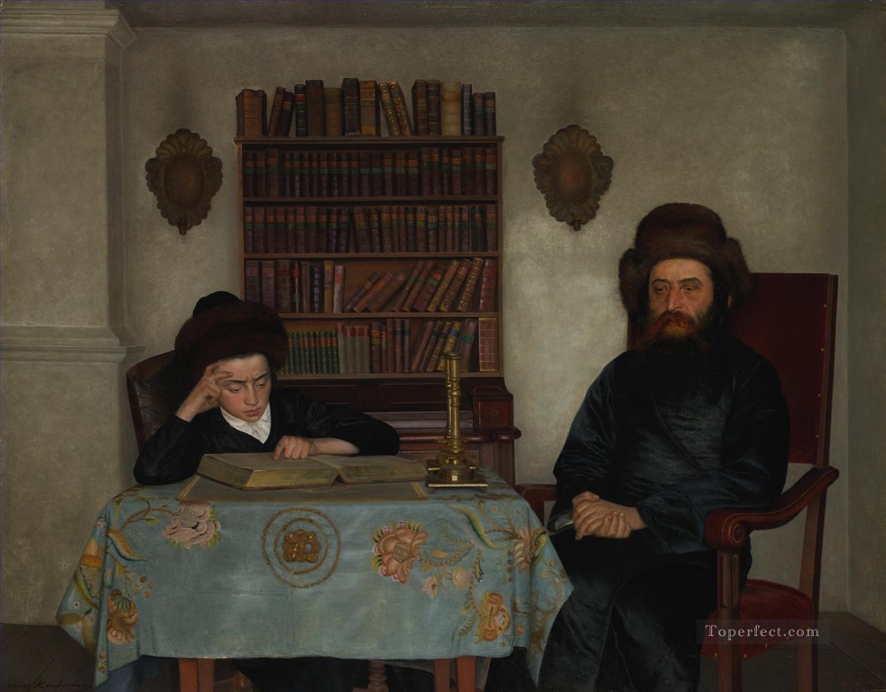 Rabino con joven estudiante Isidor Kaufmann judío húngaro Pintura al óleo